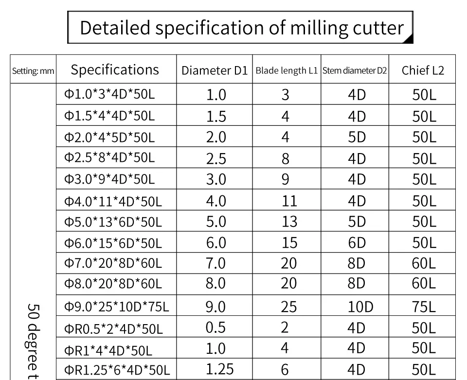 Endmill HRC50 4 Flute High quality Alloy Carbide Tungsten Steel Milling Cutter End Mill 3mm 4mm 5mm 6mm 8mm 10mm Milling Tools