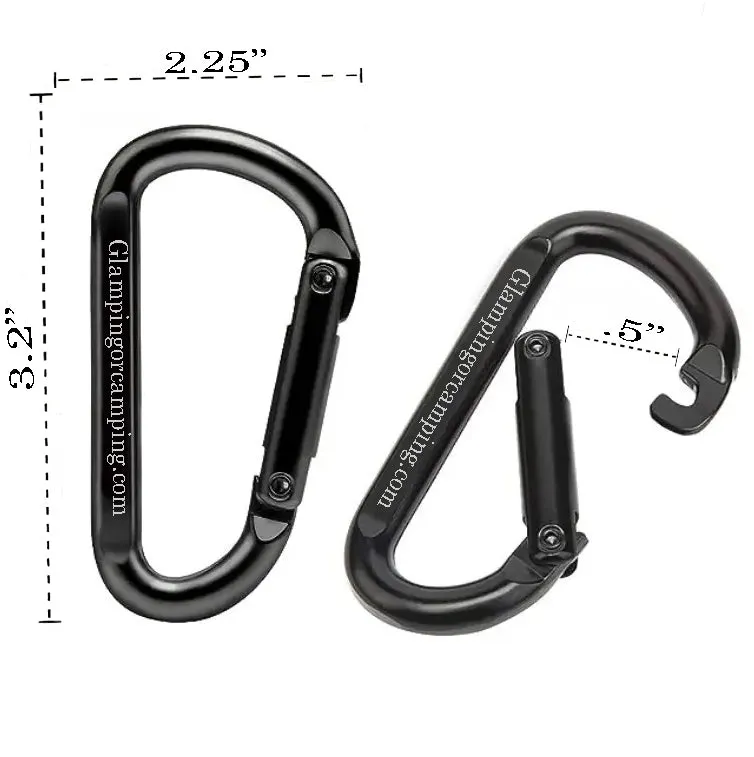 Engraved Black Carabiner Keychain Ring - Hiking and Camping Carabiner