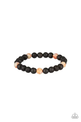 Enlivened Orange Stone and Lava Rock Bracelet - Paparazzi Accessories