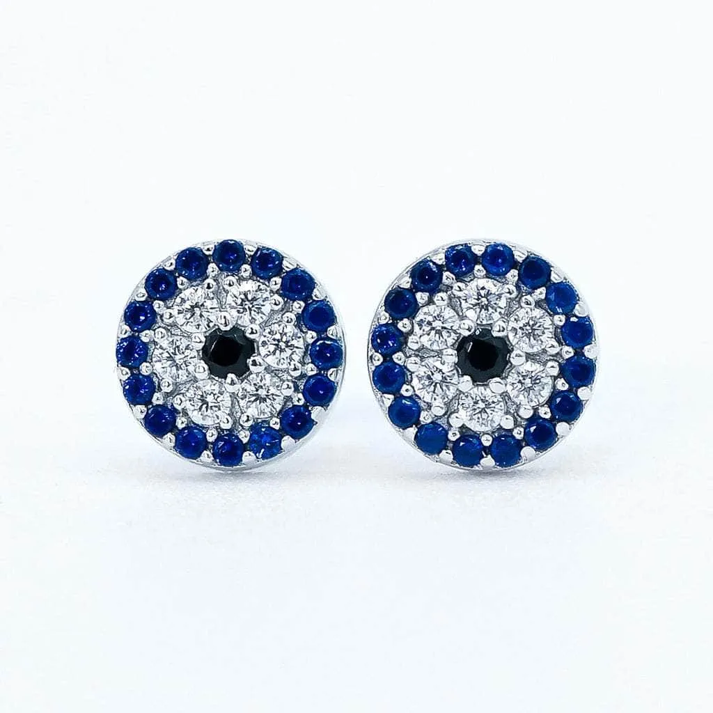 Evil Eye Silver Stud Earrings