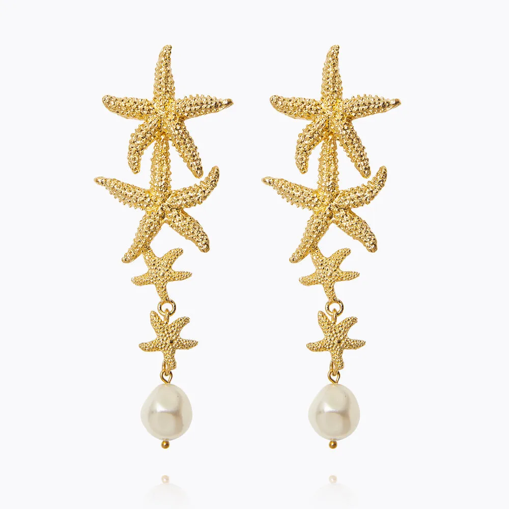 Falling Sea Star Earrings / Pearl