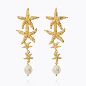 Falling Sea Star Earrings / Pearl