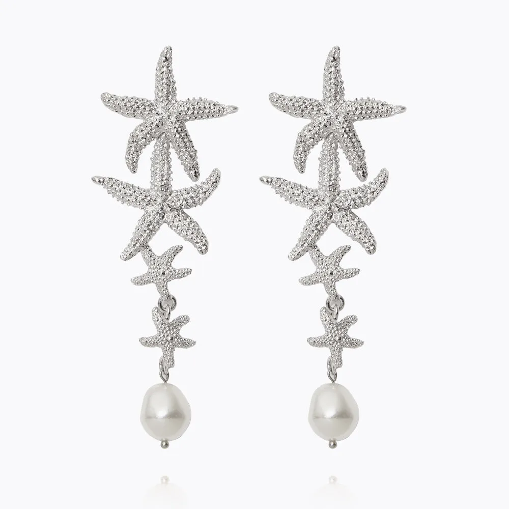 Falling Sea Star Earrings / Pearl