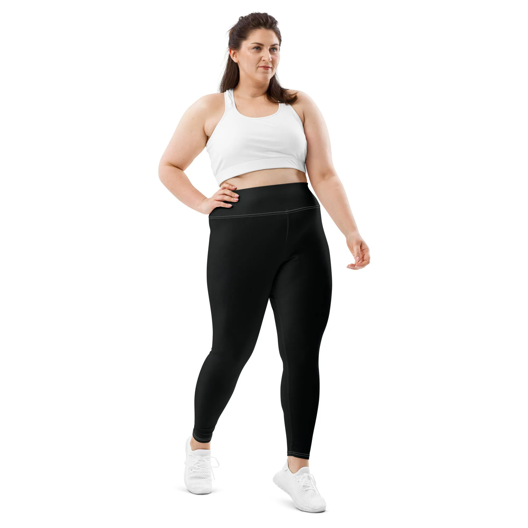 Feel the Flex: Plus Size Solid Color Yoga Pants for Her - Noir