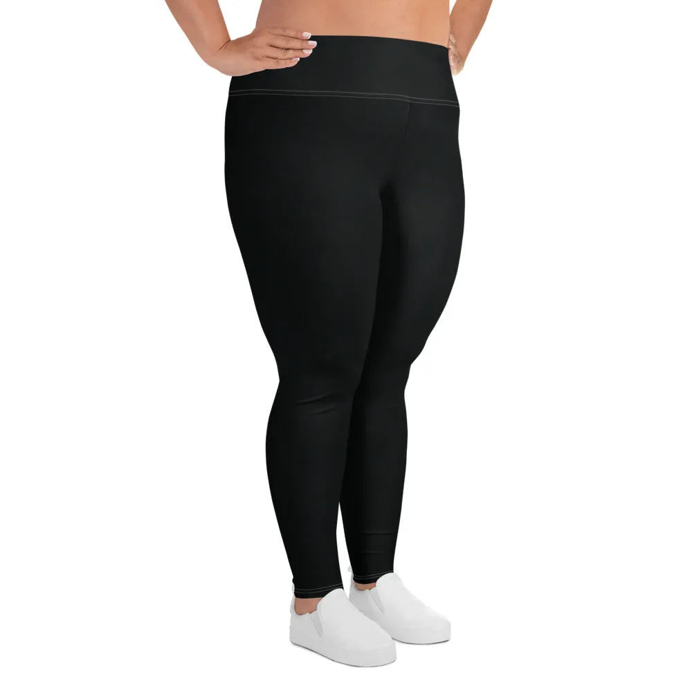 Feel the Flex: Plus Size Solid Color Yoga Pants for Her - Noir