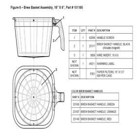 Fetco 16" x 6" Stainless Steel Brew Basket Assembly with .280 Diameter Hole (Special Order Item)