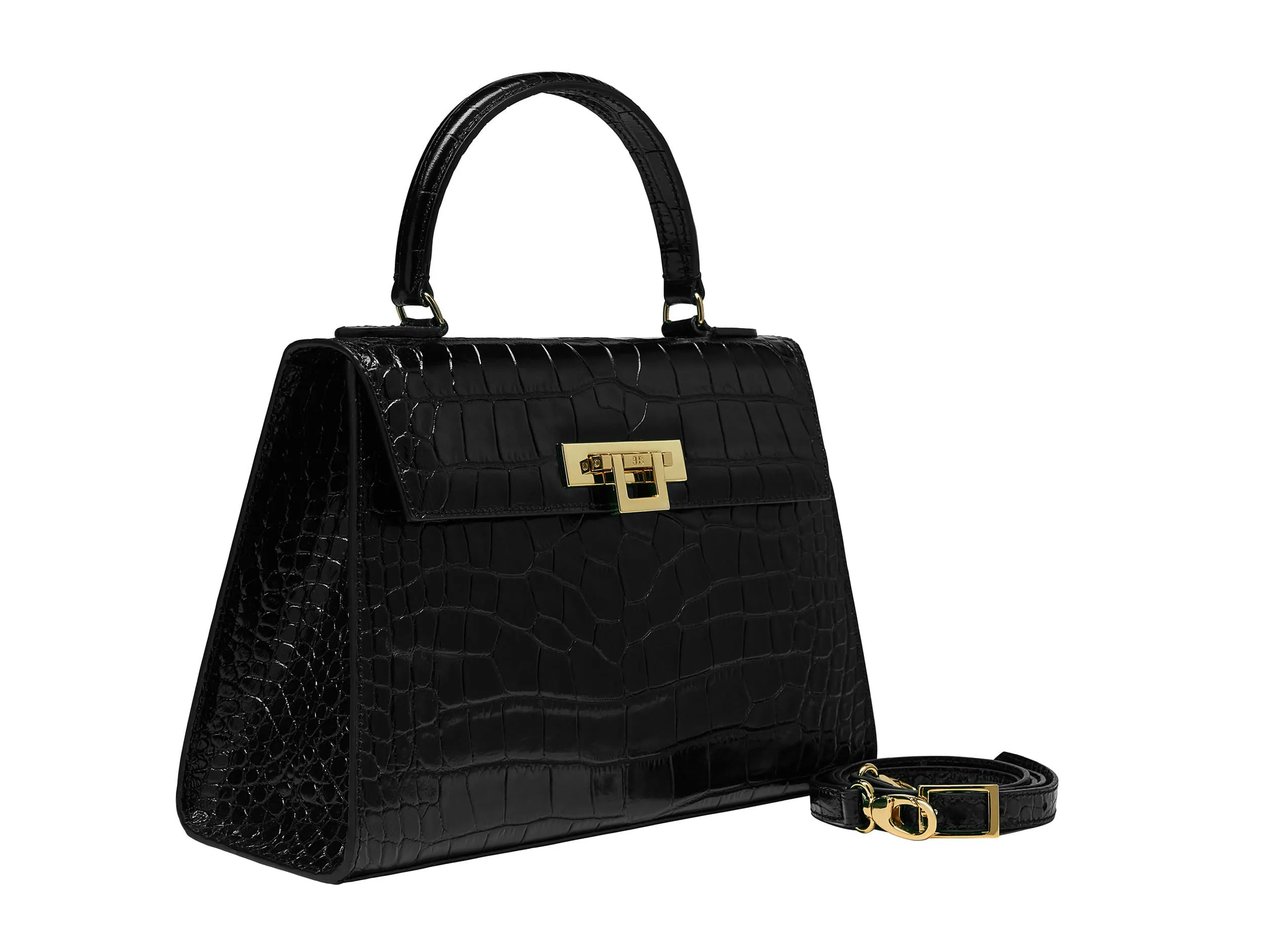 Fonteyn Large Orinoco 'Croc' Print Calf Leather Handbag - Black