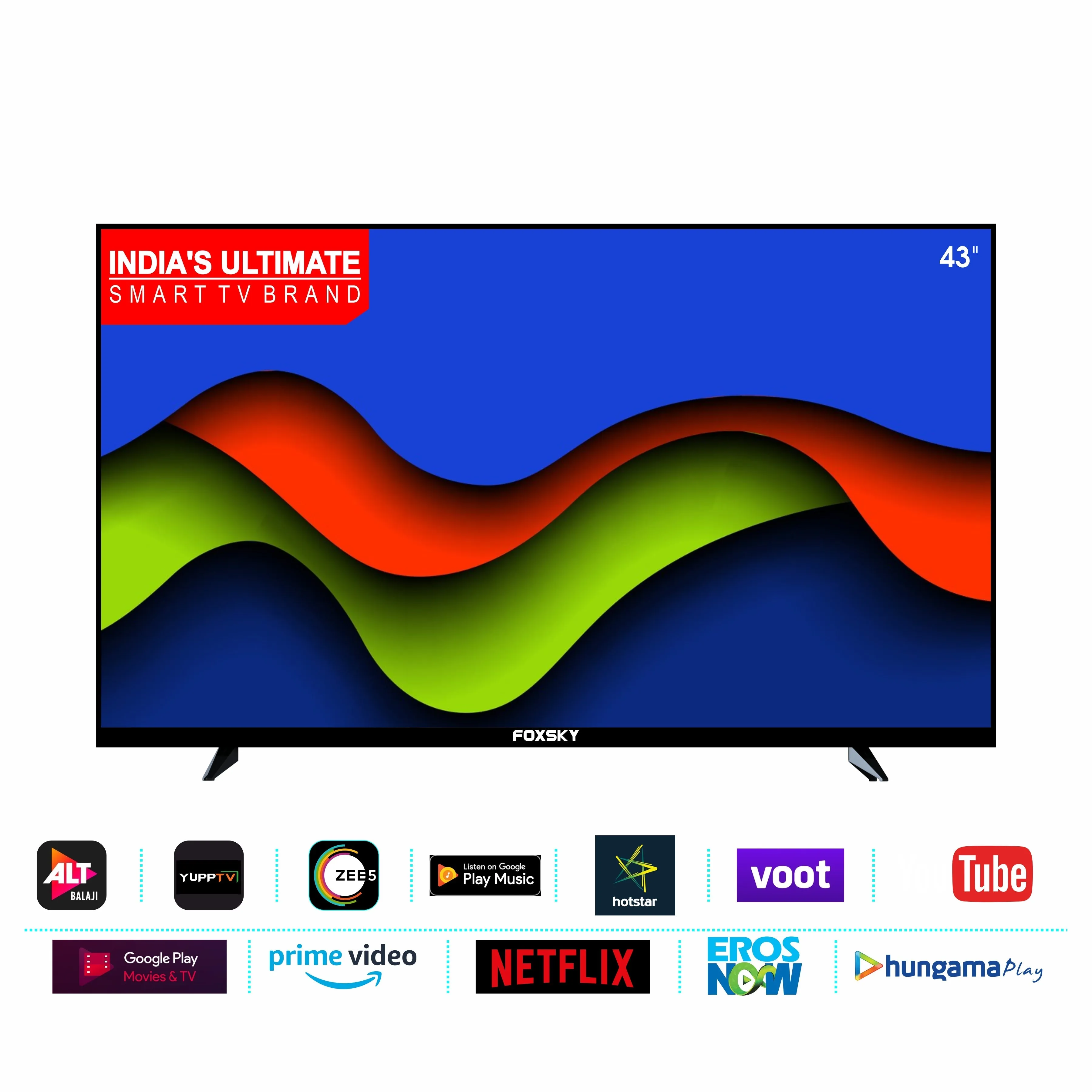 Foxsky 109 cm (43 inches) Full HD Smart LED TV 43FSFHS With Black (Frameless Edition) (Dolby Audio)