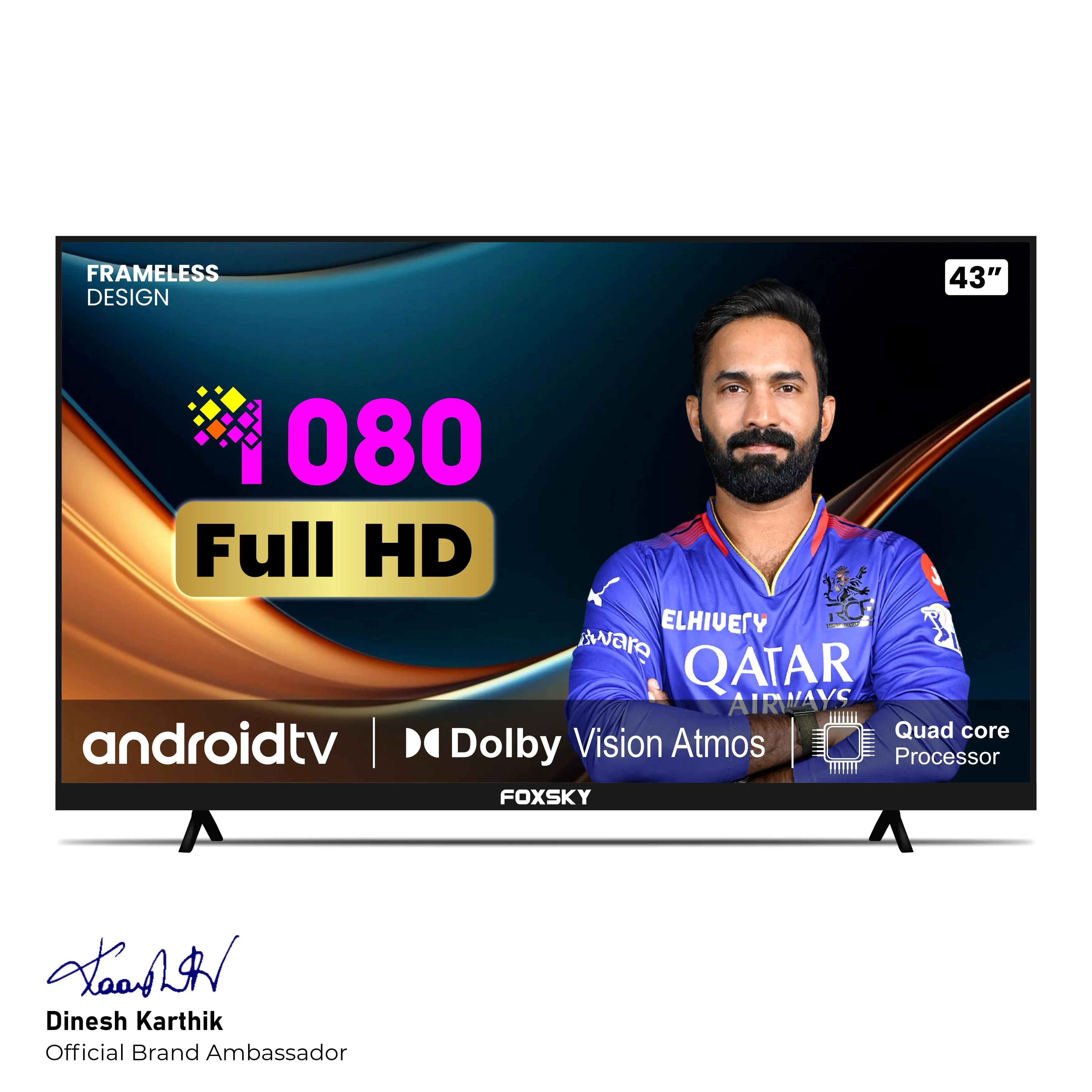 Foxsky 109 cm (43 inches) Full HD Smart LED TV 43FSFHS With Black (Frameless Edition) (Dolby Audio)