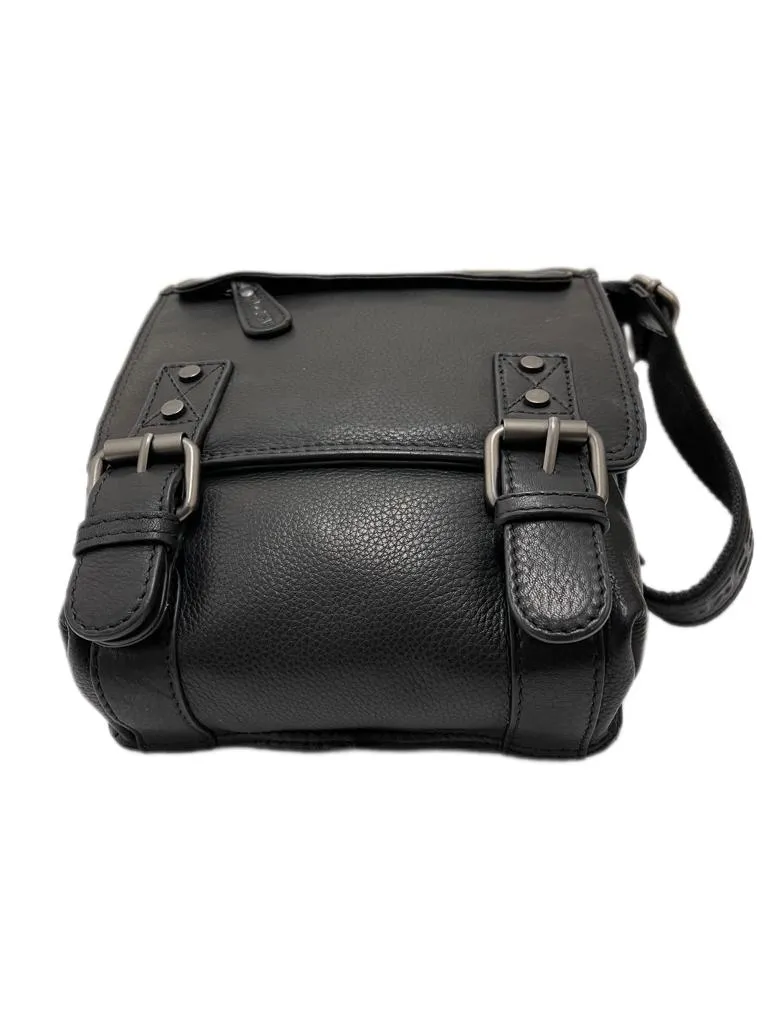 Genuine Leather Shoulder Bag Hill Burry - VB10010-3183 - Crossbody Bag - Vintage Leather Black