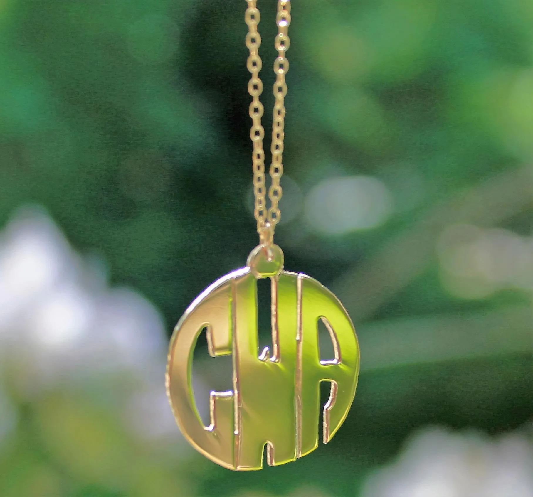 Gold Mini Block Monogram Necklace