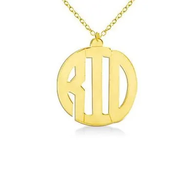 Gold Mini Block Monogram Necklace