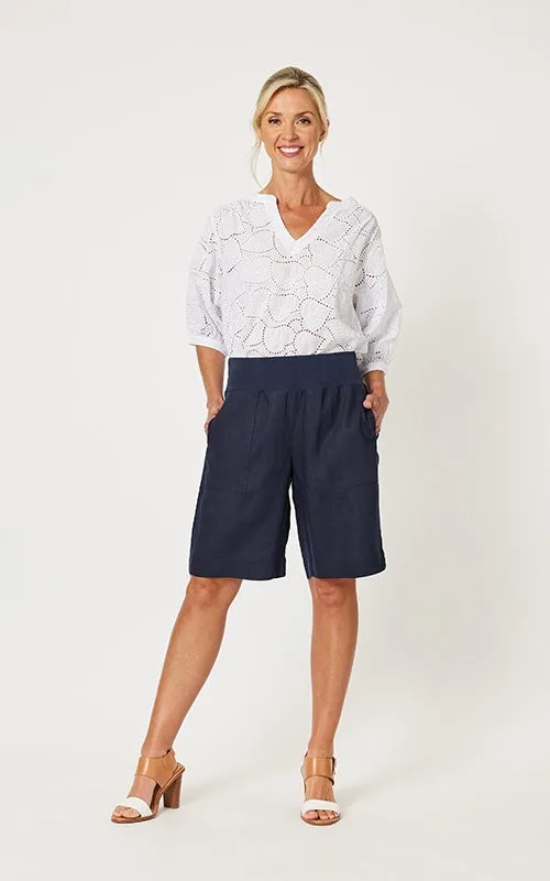 GS Jersey Navy Waist Linen Short