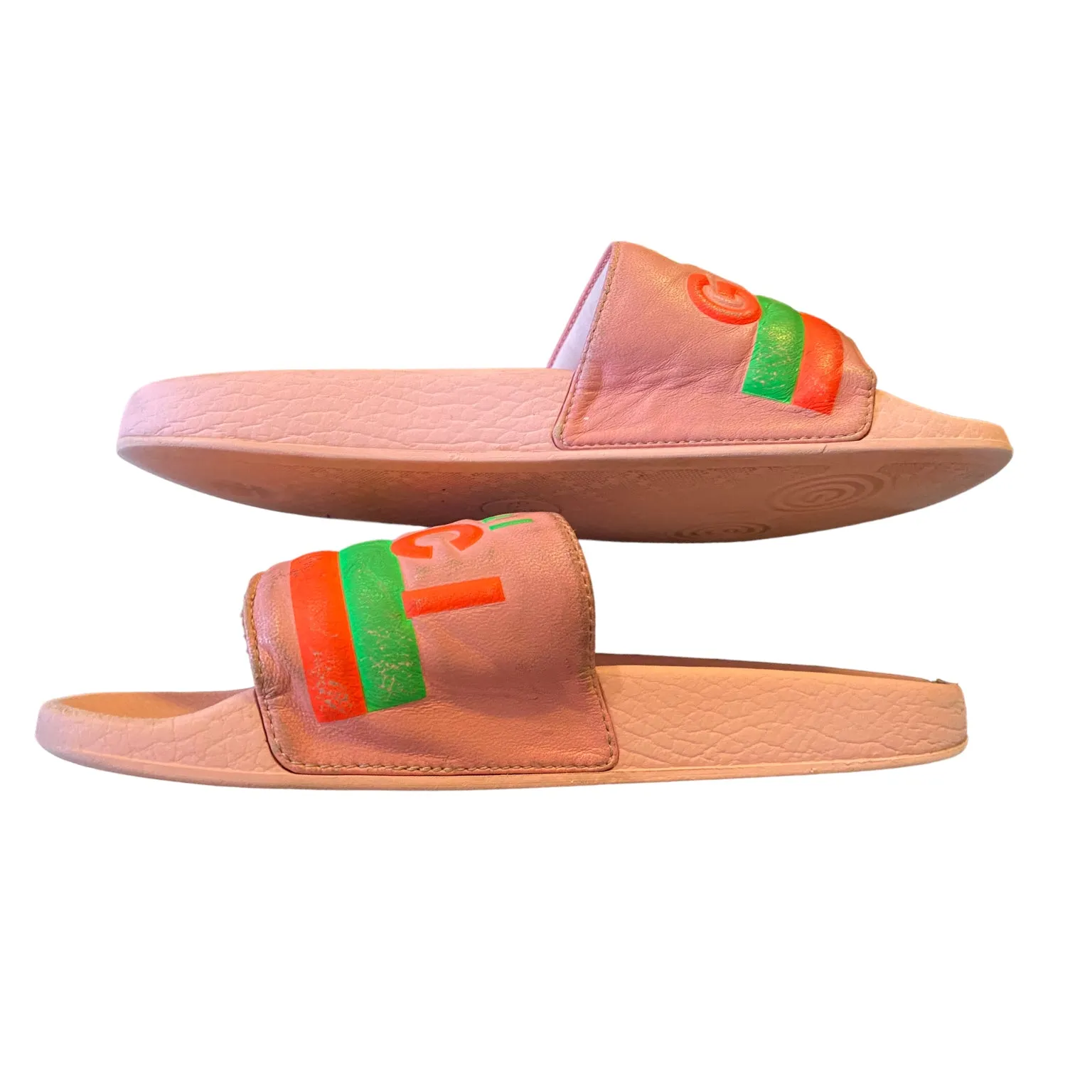 Gucci Limited Edition Authentic Neon Pink Pool Beach Slides Size 6