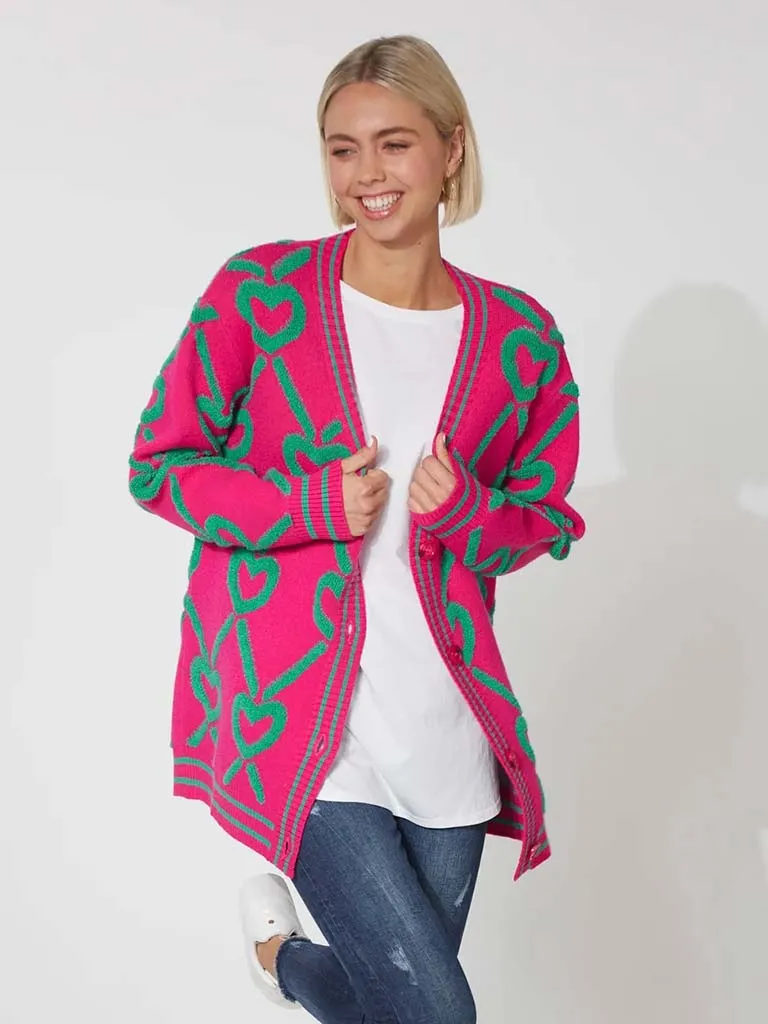 Haven Tromso Heart Cardigan - Azalea