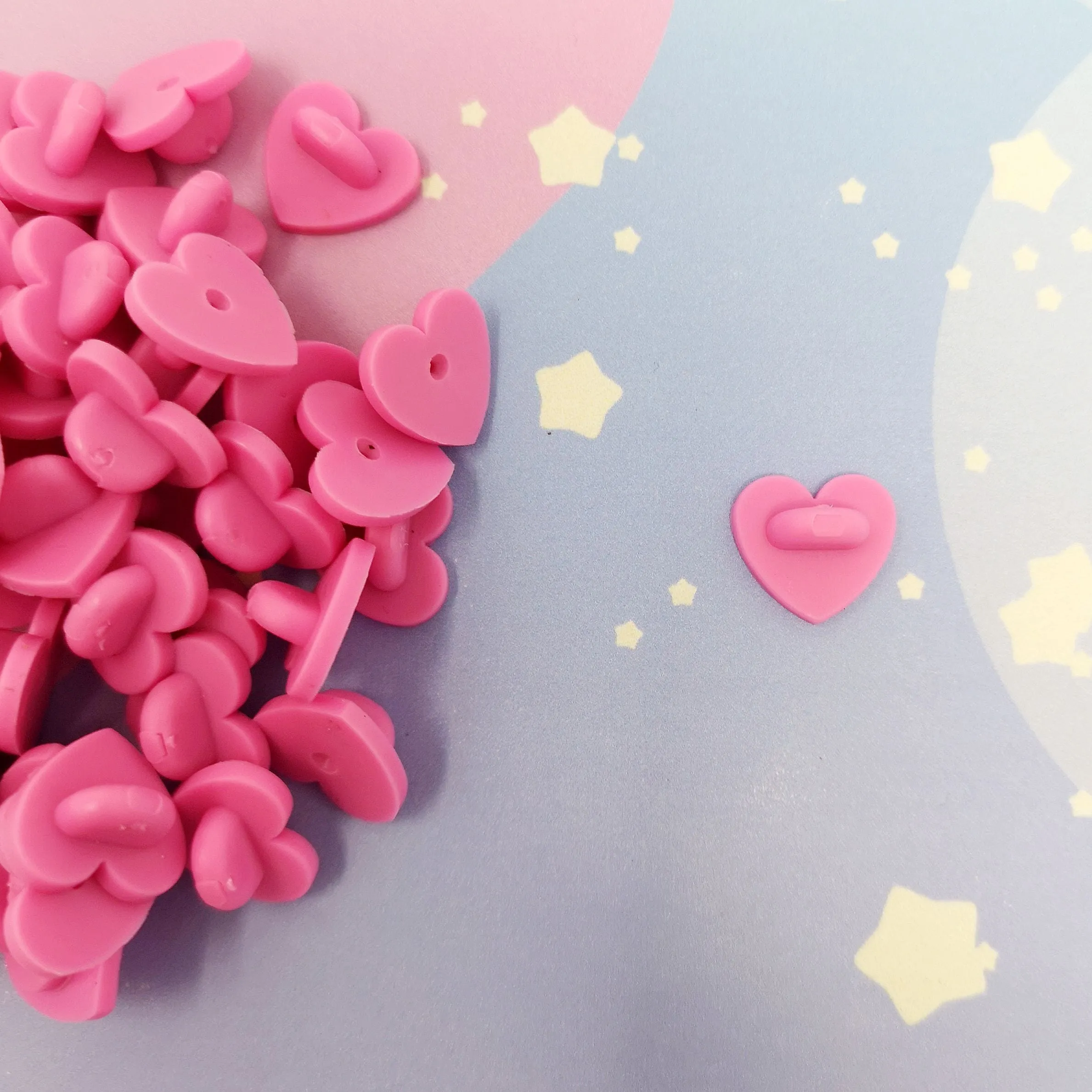 Heart shaped rubber pinbacks