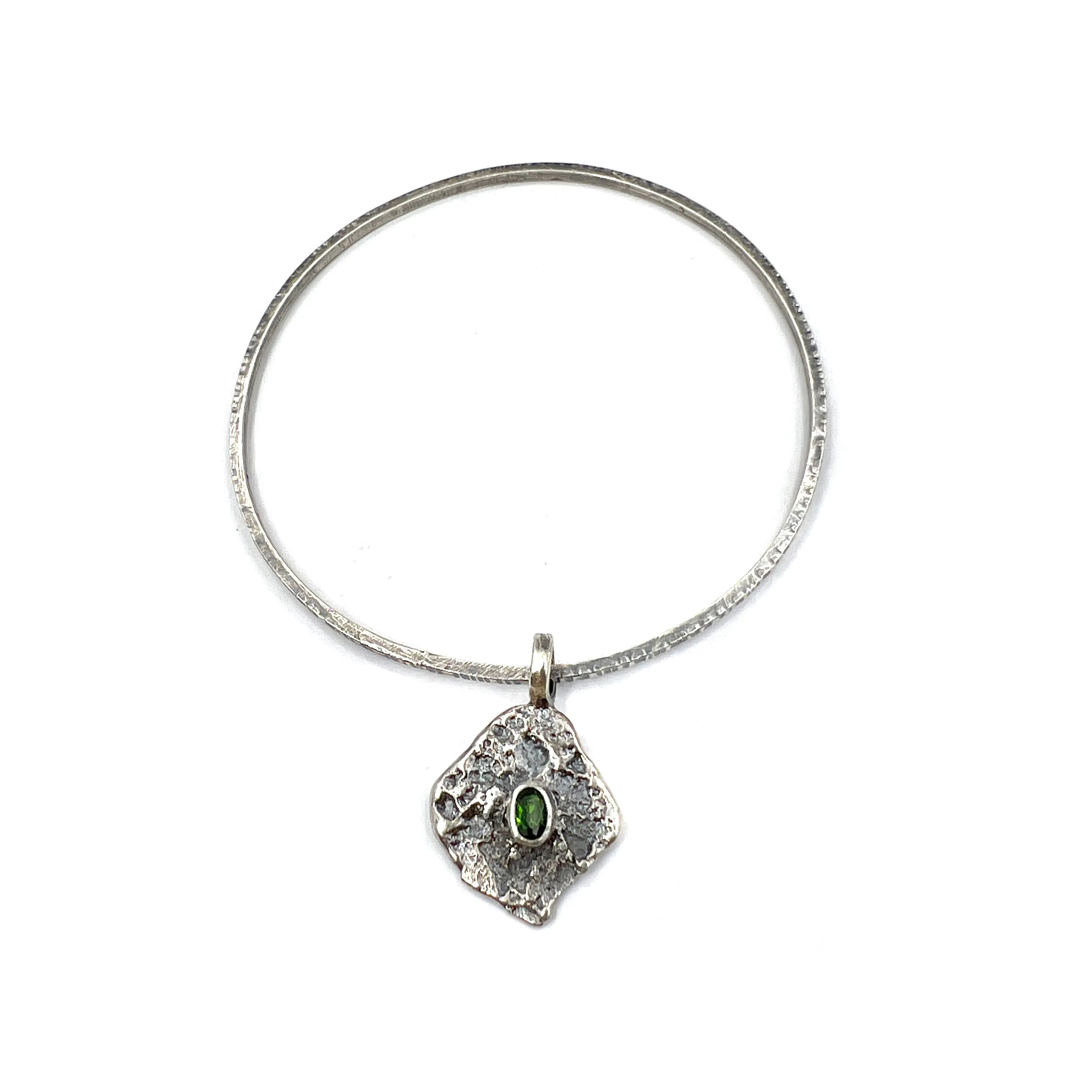 Igneous Chrome Diopside Charm Bangle