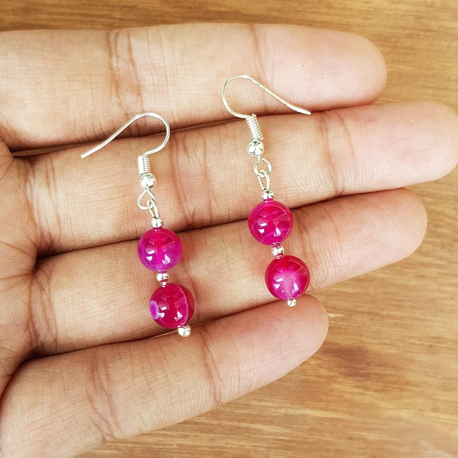 Imeora Pink 8mm Agate Earrings