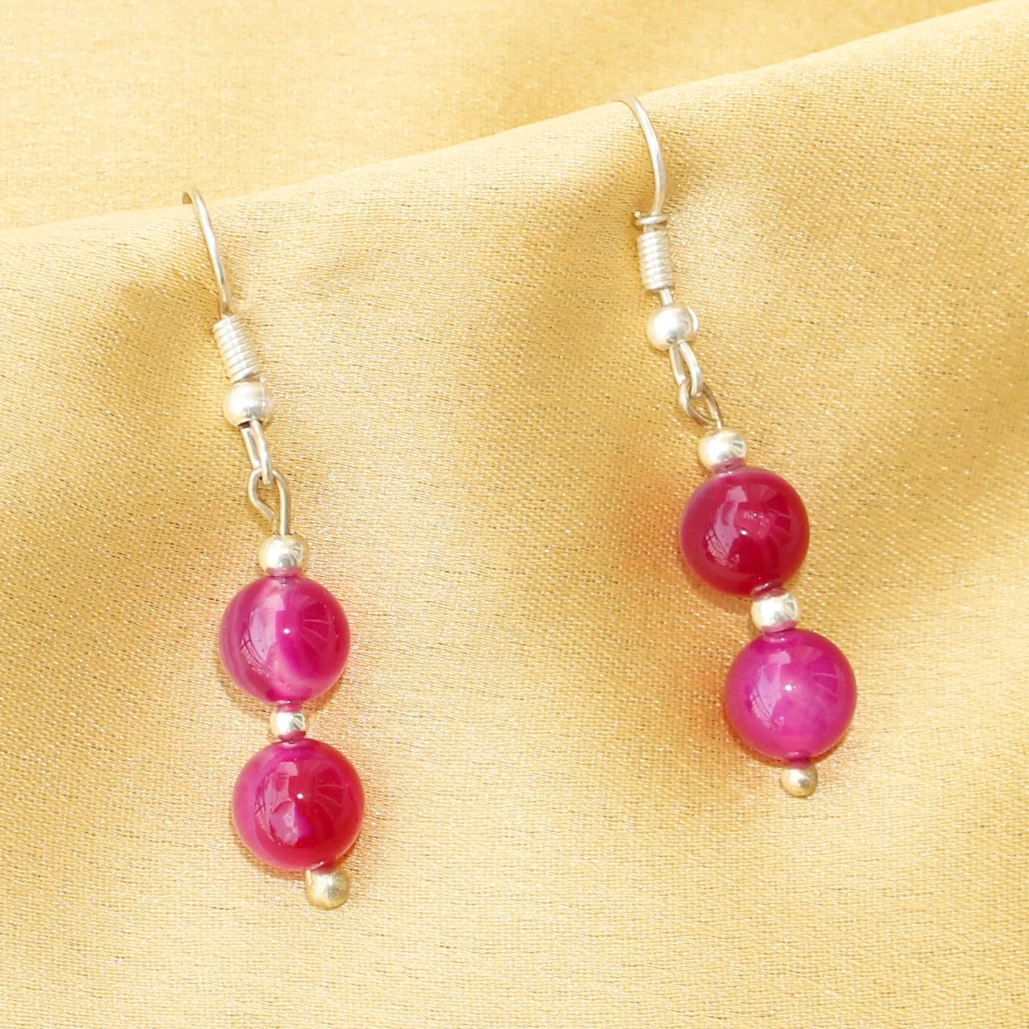 Imeora Pink 8mm Agate Earrings