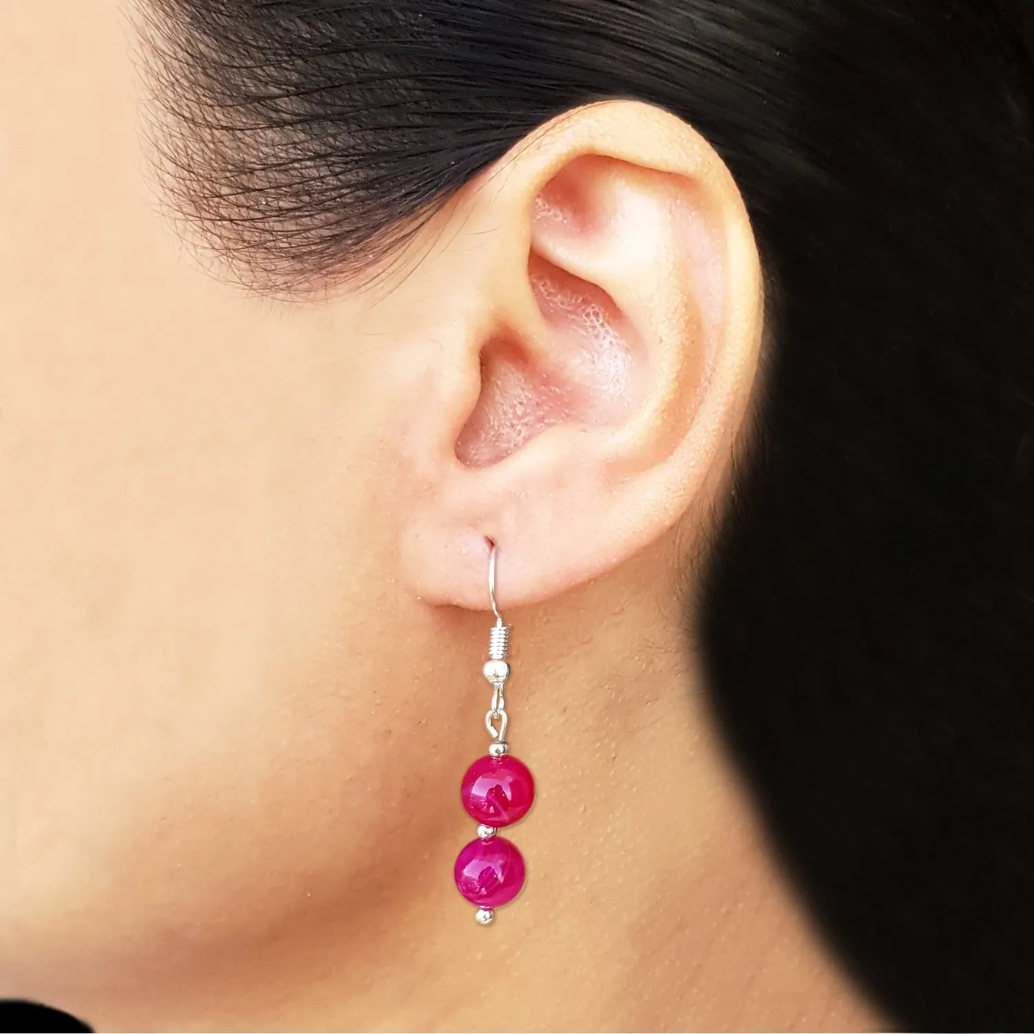 Imeora Pink 8mm Agate Earrings