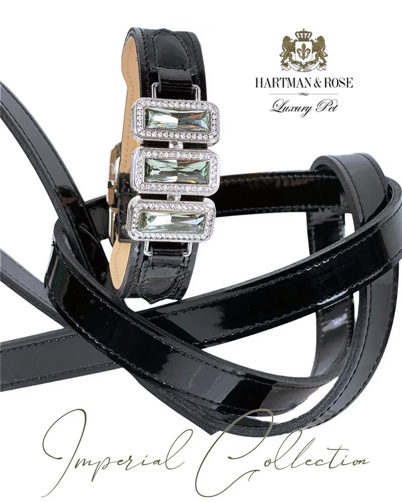 Imperial Dog Collar in Black Patent, Black Diamond & Nickel