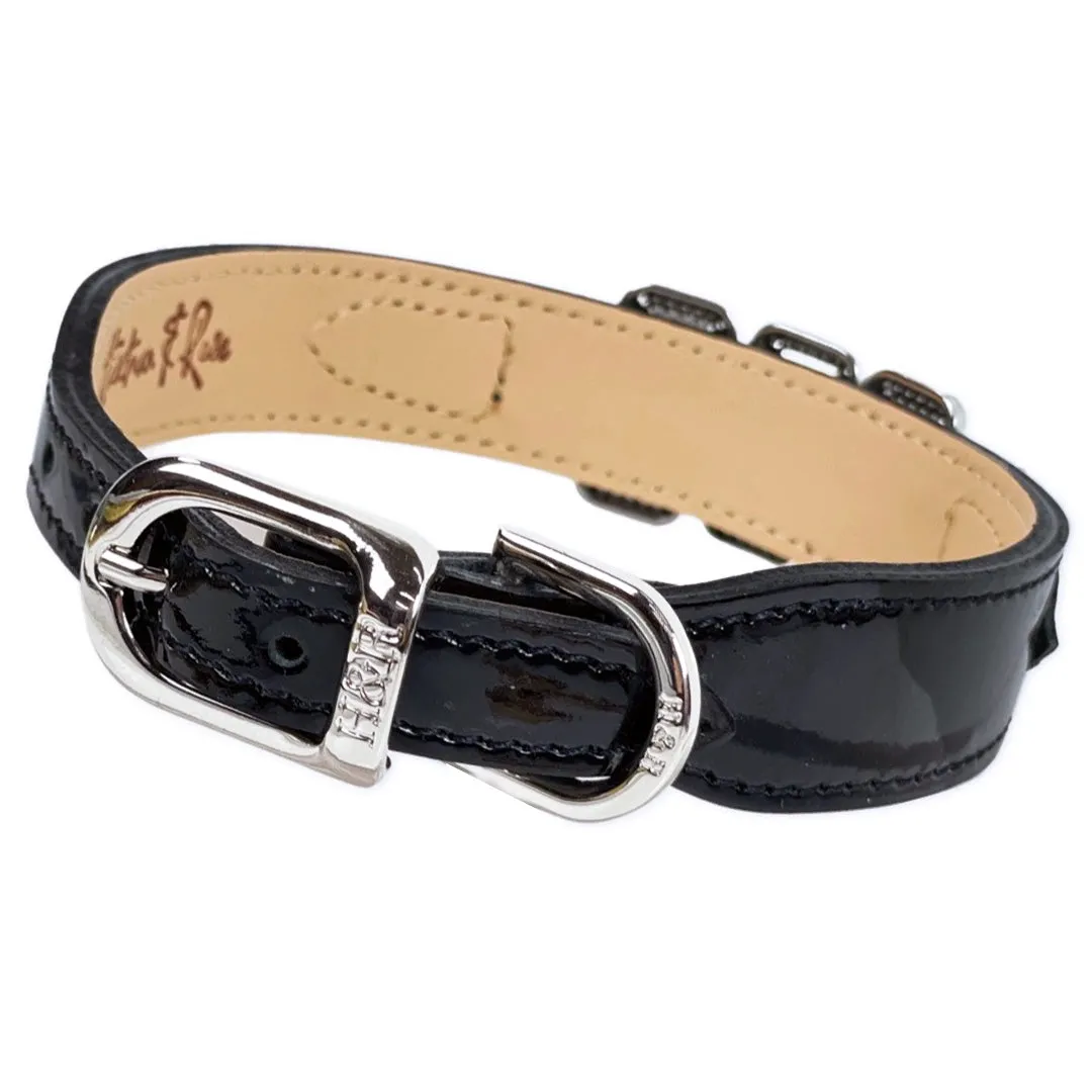 Imperial Dog Collar in Black Patent, Black Diamond & Nickel