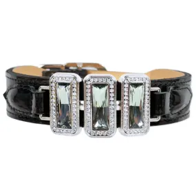 Imperial Dog Collar in Black Patent, Black Diamond & Nickel