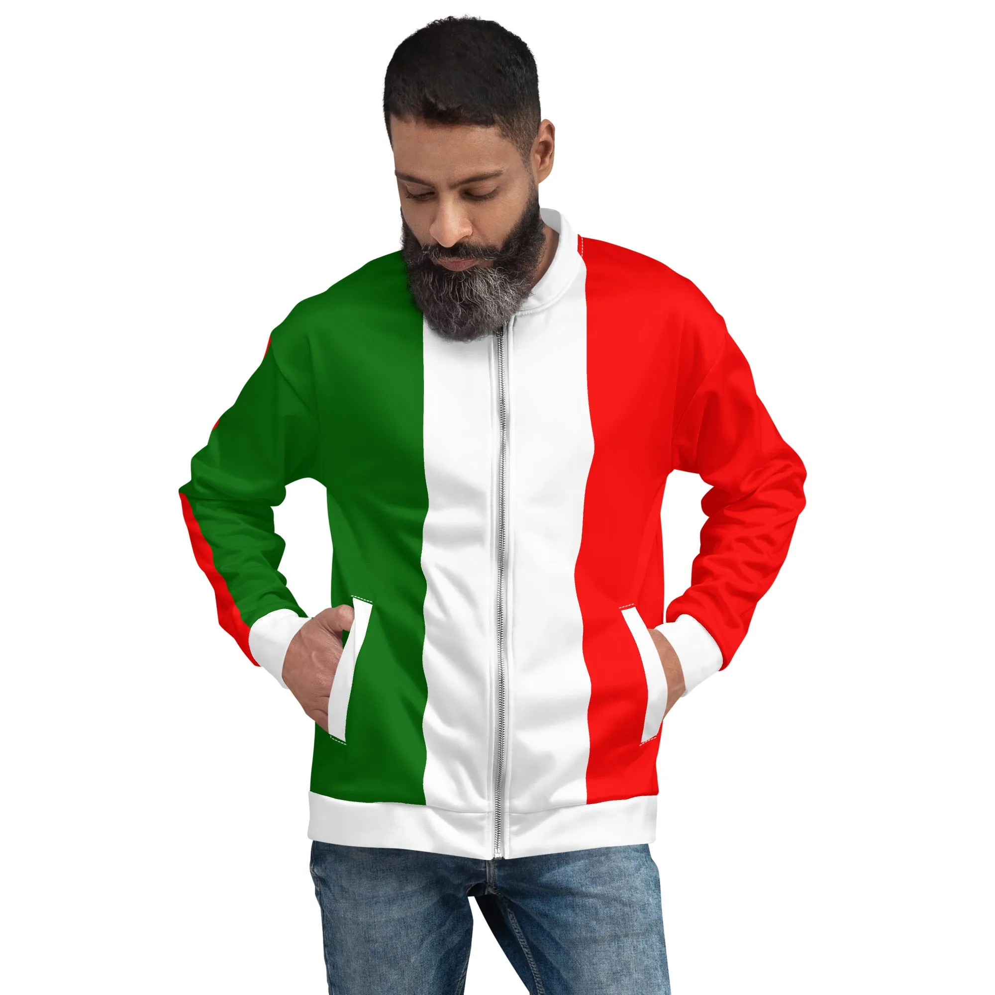 Italy Bomber Jacket With Italy Flag Colors