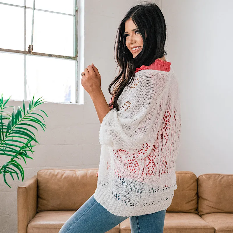 Ivory Crochet Open Front Cardigan FINAL SALE