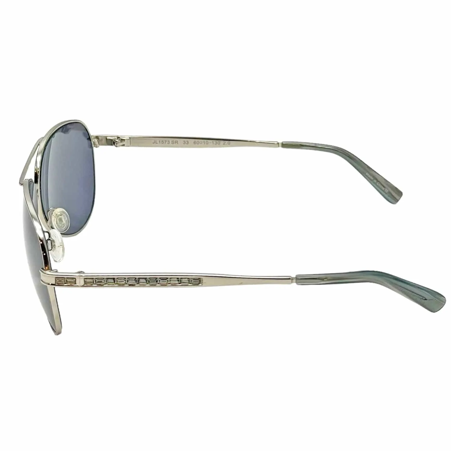 JUDITH LEIBER Vintage Aviator Sunglasses with Clear Swarovski Crystals - Silver