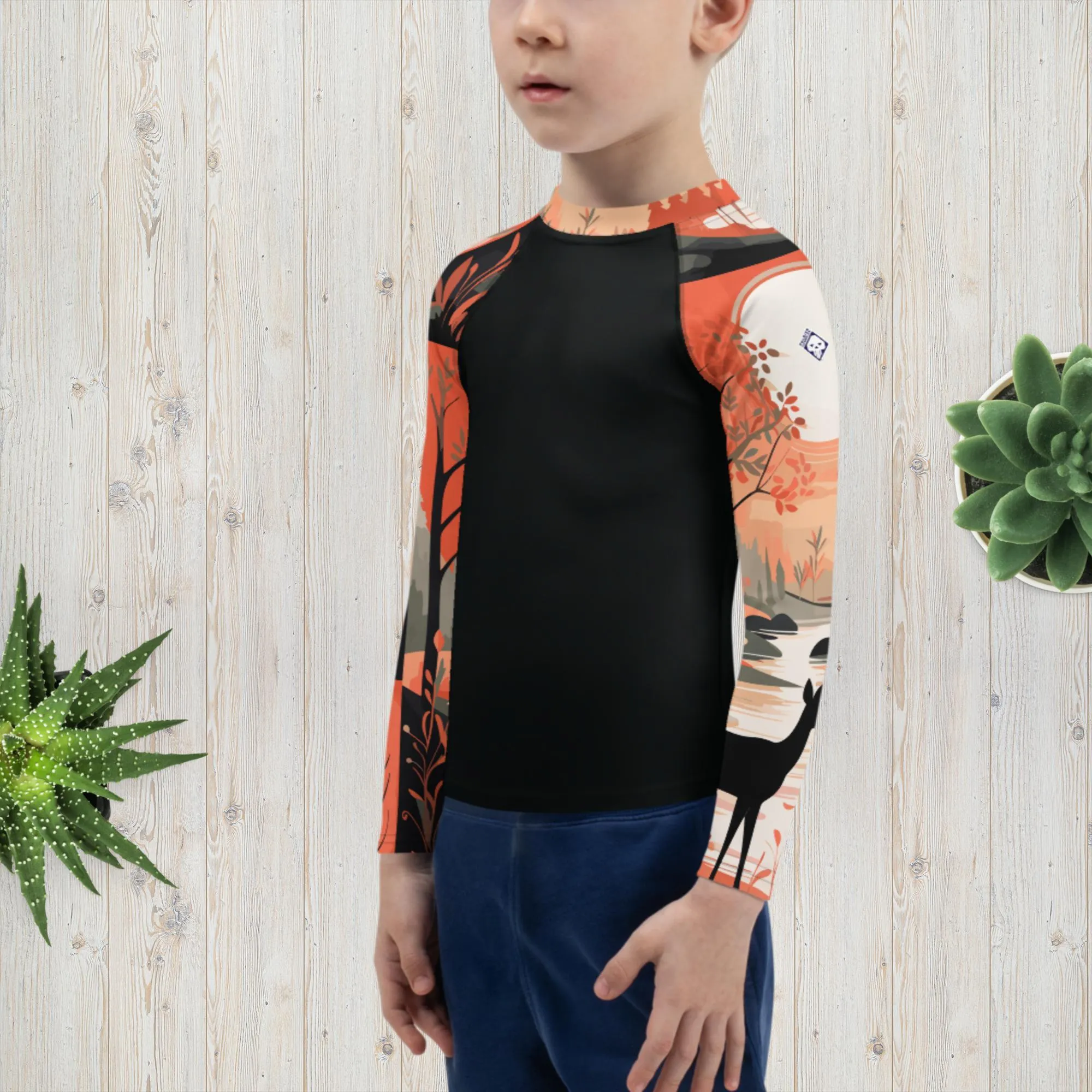 Kid's Boys Deer Forest BJJ Rash Guard: Unleash the Spirit of the Wild