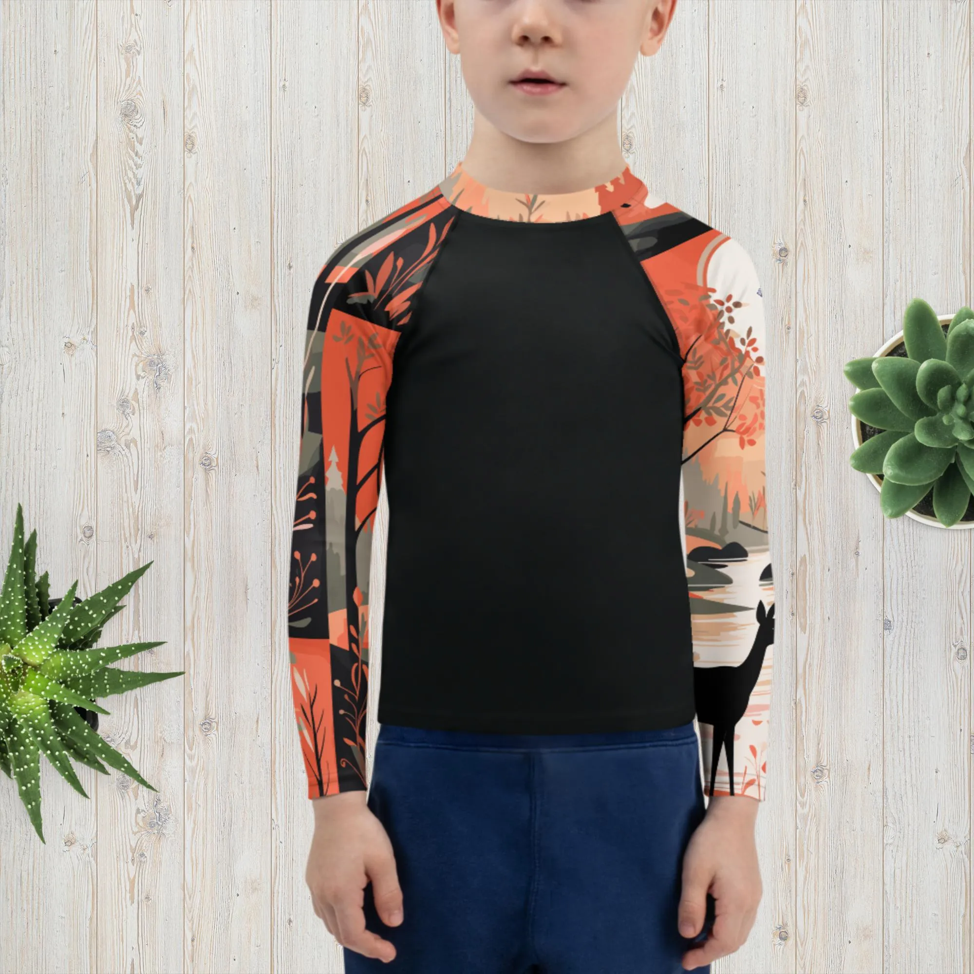 Kid's Boys Deer Forest BJJ Rash Guard: Unleash the Spirit of the Wild