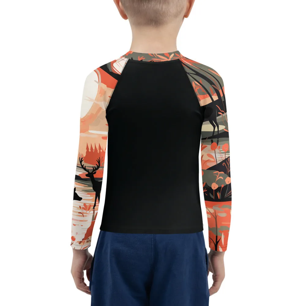 Kid's Boys Deer Forest BJJ Rash Guard: Unleash the Spirit of the Wild