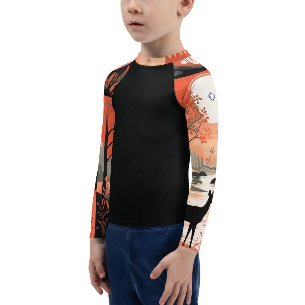 Kid's Boys Deer Forest BJJ Rash Guard: Unleash the Spirit of the Wild