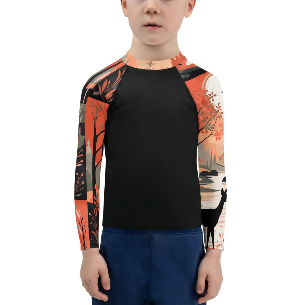 Kid's Boys Deer Forest BJJ Rash Guard: Unleash the Spirit of the Wild