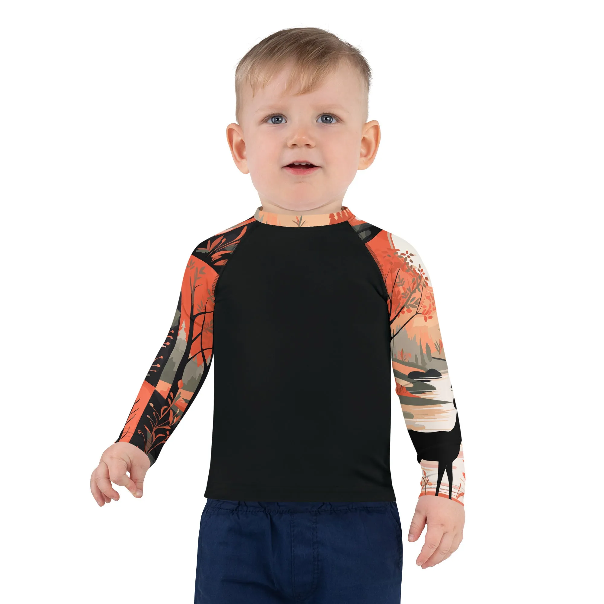 Kid's Boys Deer Forest BJJ Rash Guard: Unleash the Spirit of the Wild