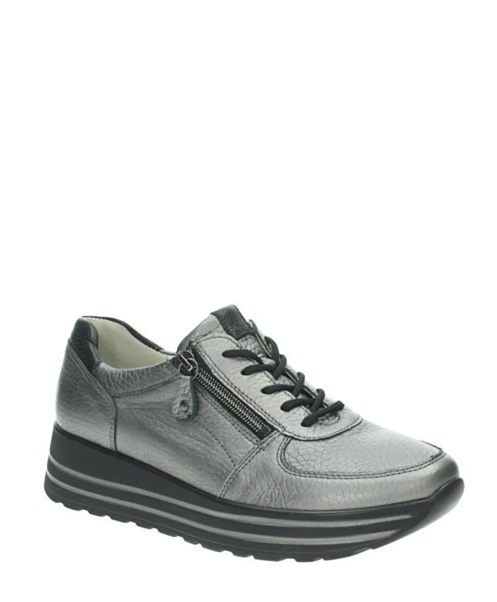 Ladies Waldlaufer Trainers Pewter Soft Zip H Wider Fitting 758009 299 577 Lana