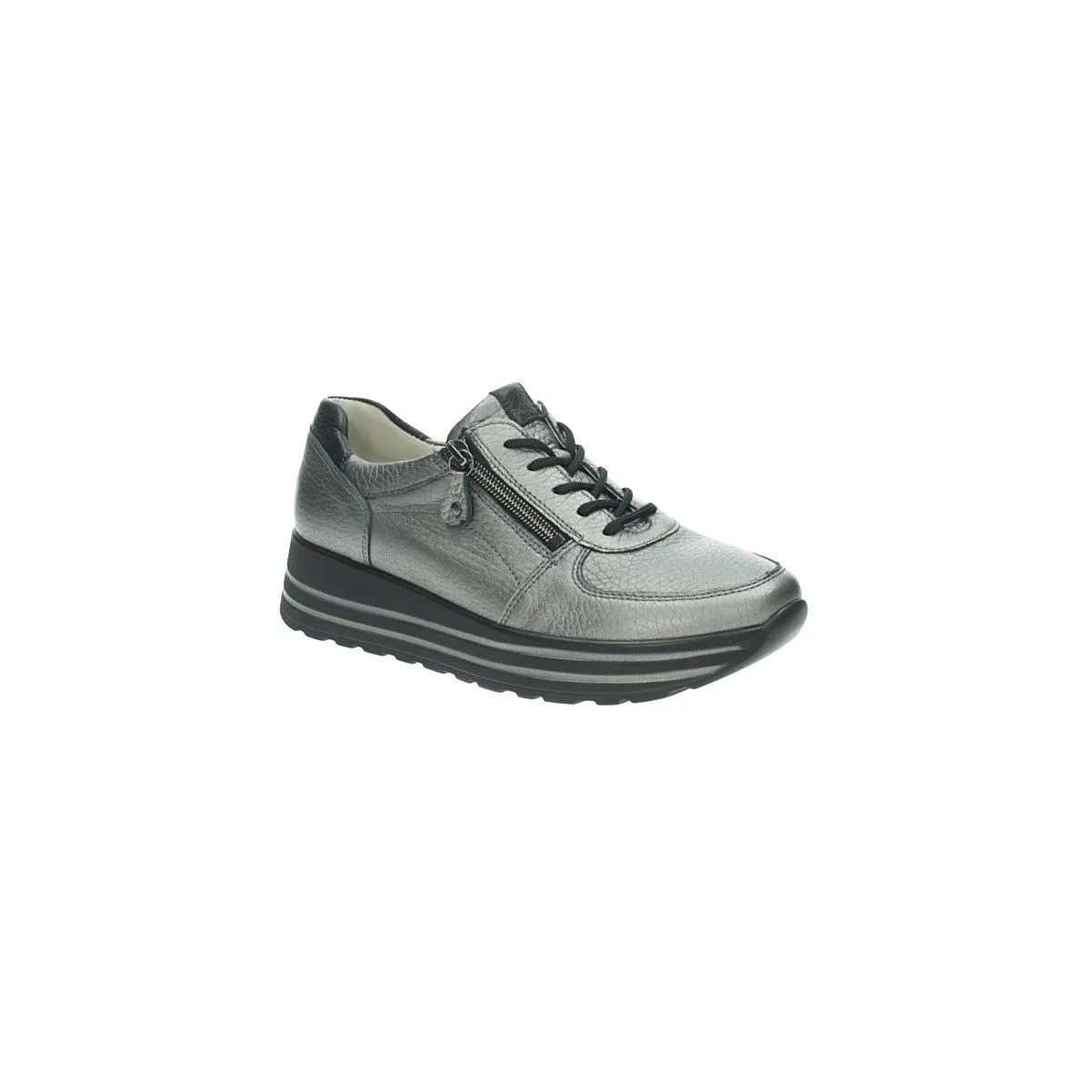 Ladies Waldlaufer Trainers Pewter Soft Zip H Wider Fitting 758009 299 577 Lana