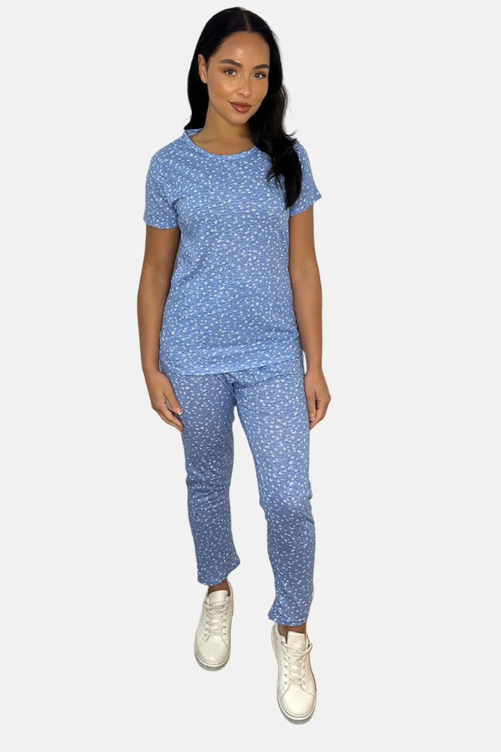 Light Blue Dotted Tee And Trousers Set