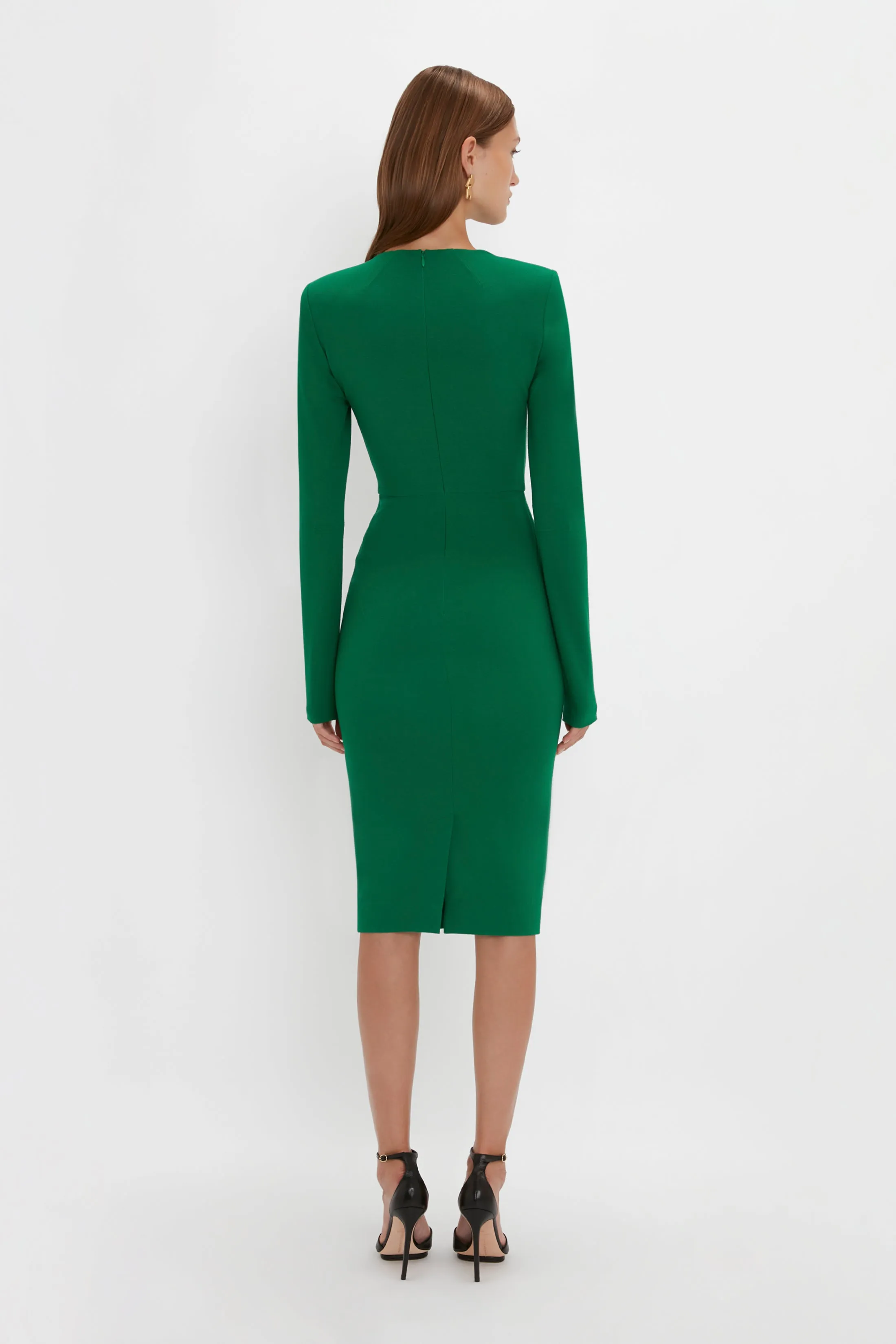 Long Sleeve T-Shirt Fitted Dress in Emerald