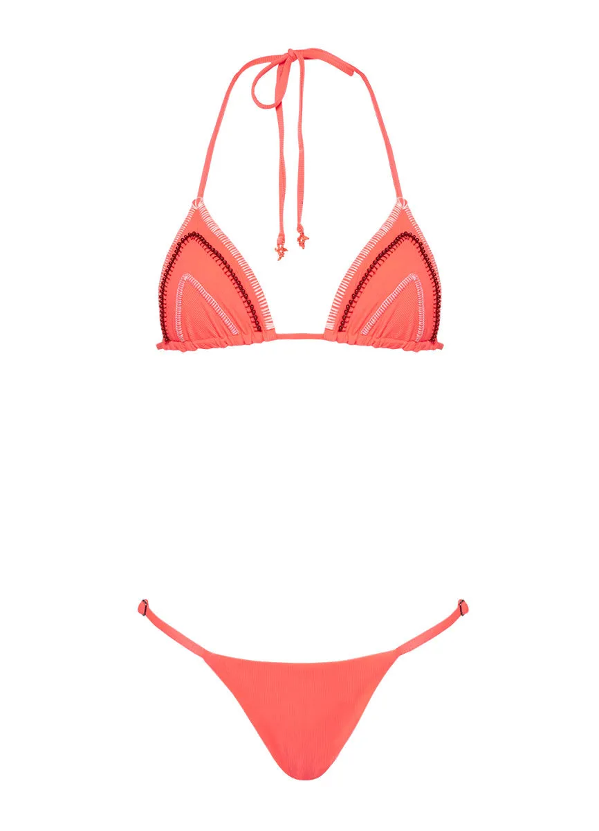 Maaji Fire Coral Flash Low Rise Single Strap Bikini Bottom