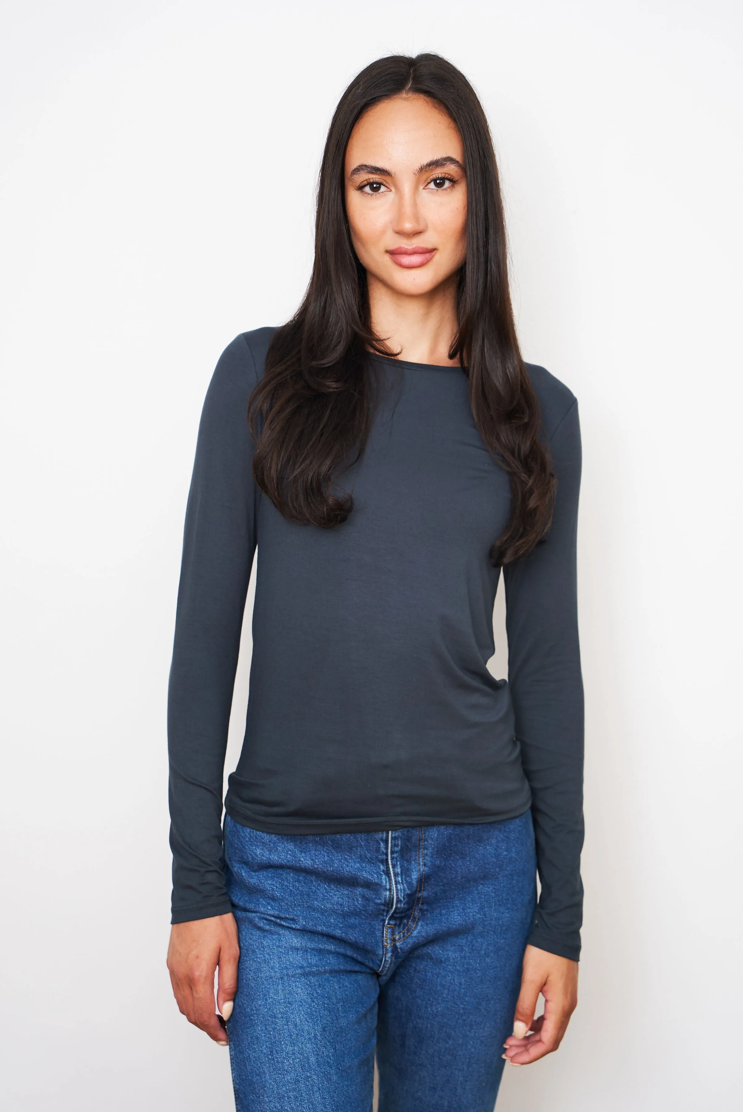 Majestic Soft Touch Long Sleeve Crewneck in Crepuscule