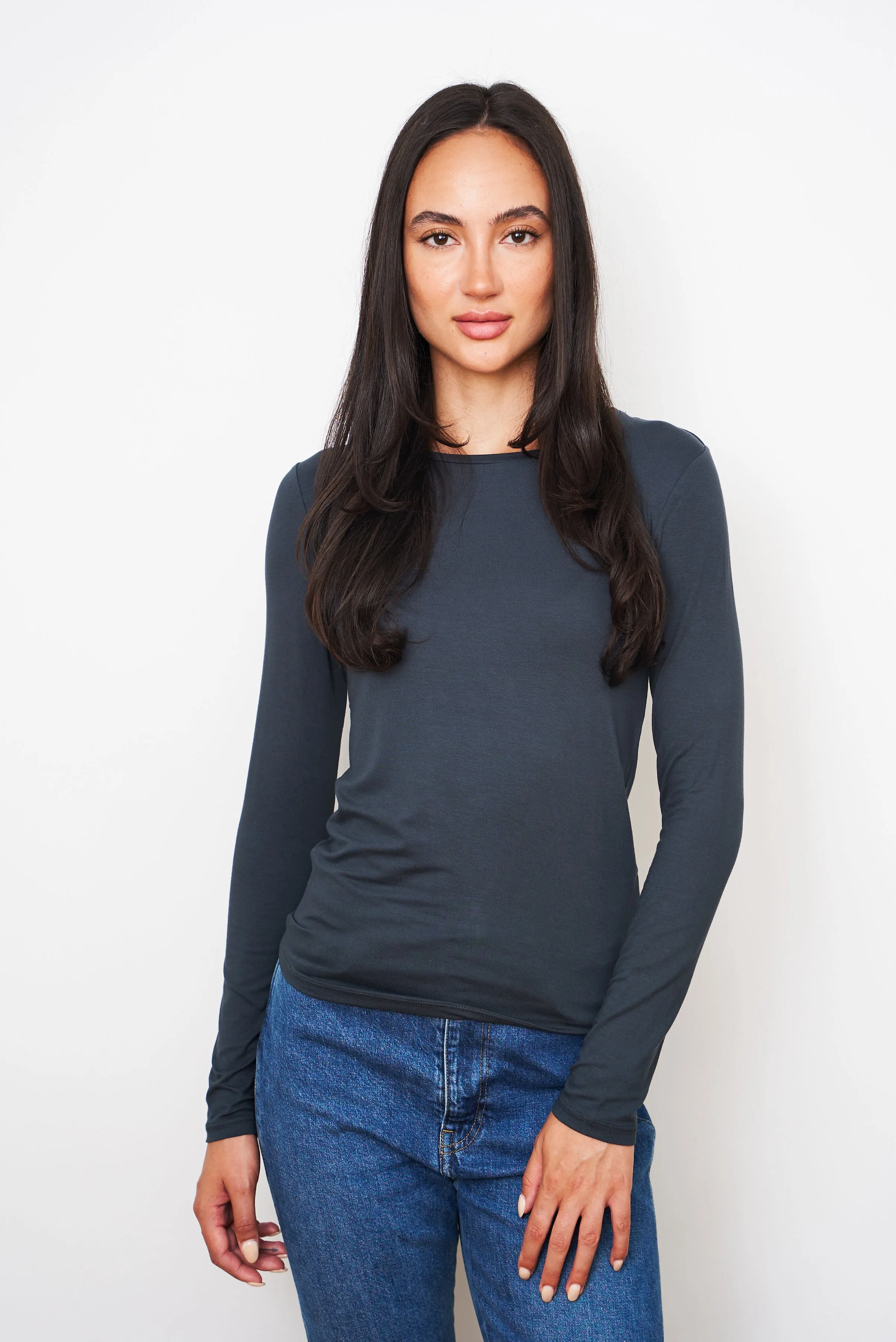 Majestic Soft Touch Long Sleeve Crewneck in Crepuscule