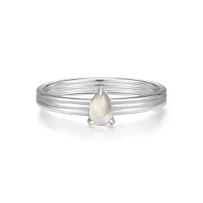 Mellonia | Mahogany Ring | Moonstone | White Rhodium Plated 925 Silver S52