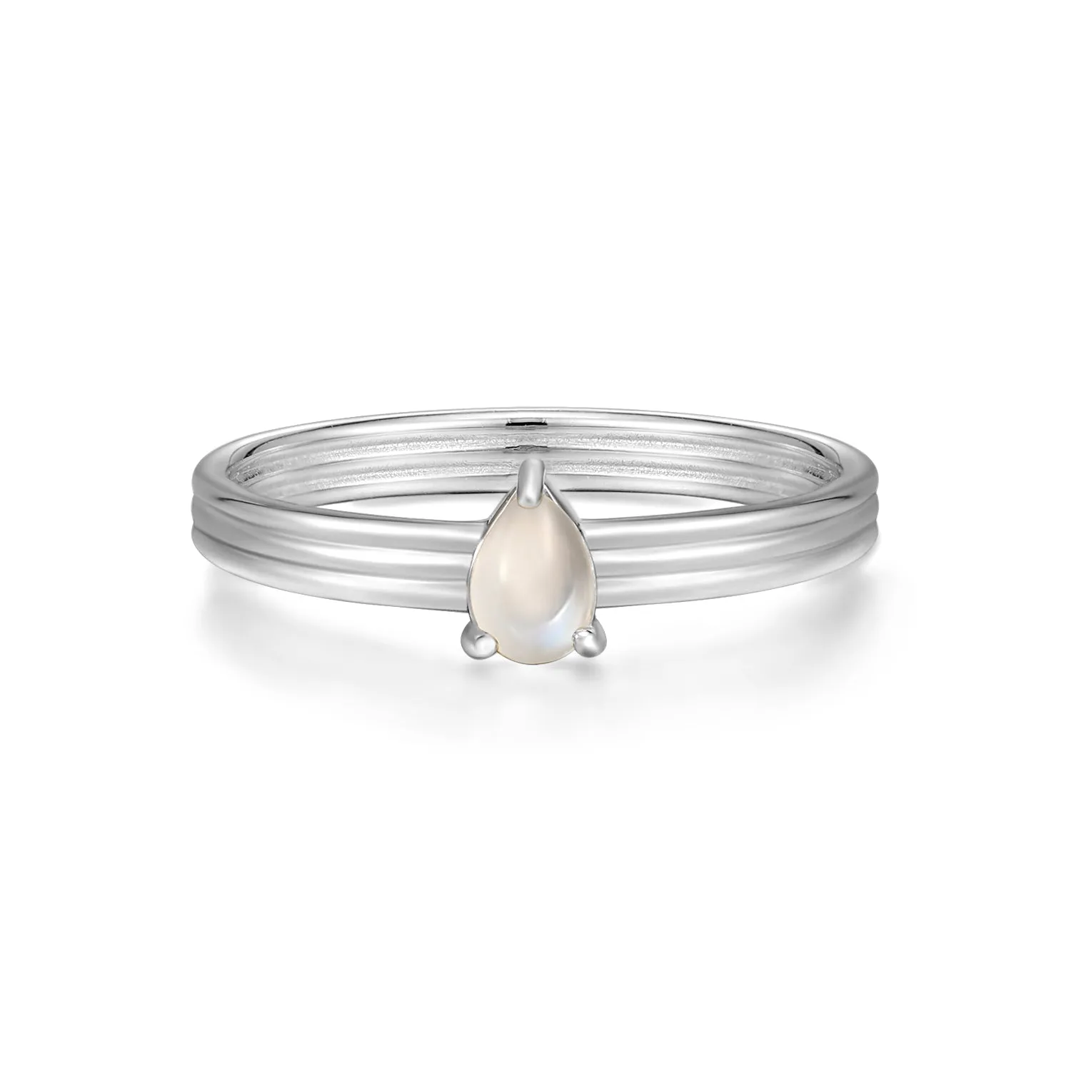 Mellonia | Mahogany Ring | Moonstone | White Rhodium Plated 925 Silver S52