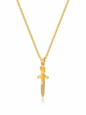 Men's Golden Skull Sword Necklace