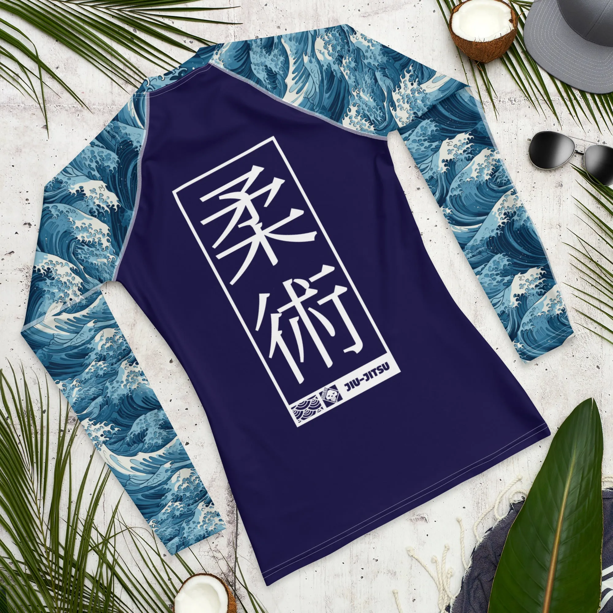 Mens Long Sleeve BJJ Rash Guard - Jiu-Jitsu 020 - The Great Wave Off Kanagawa 001