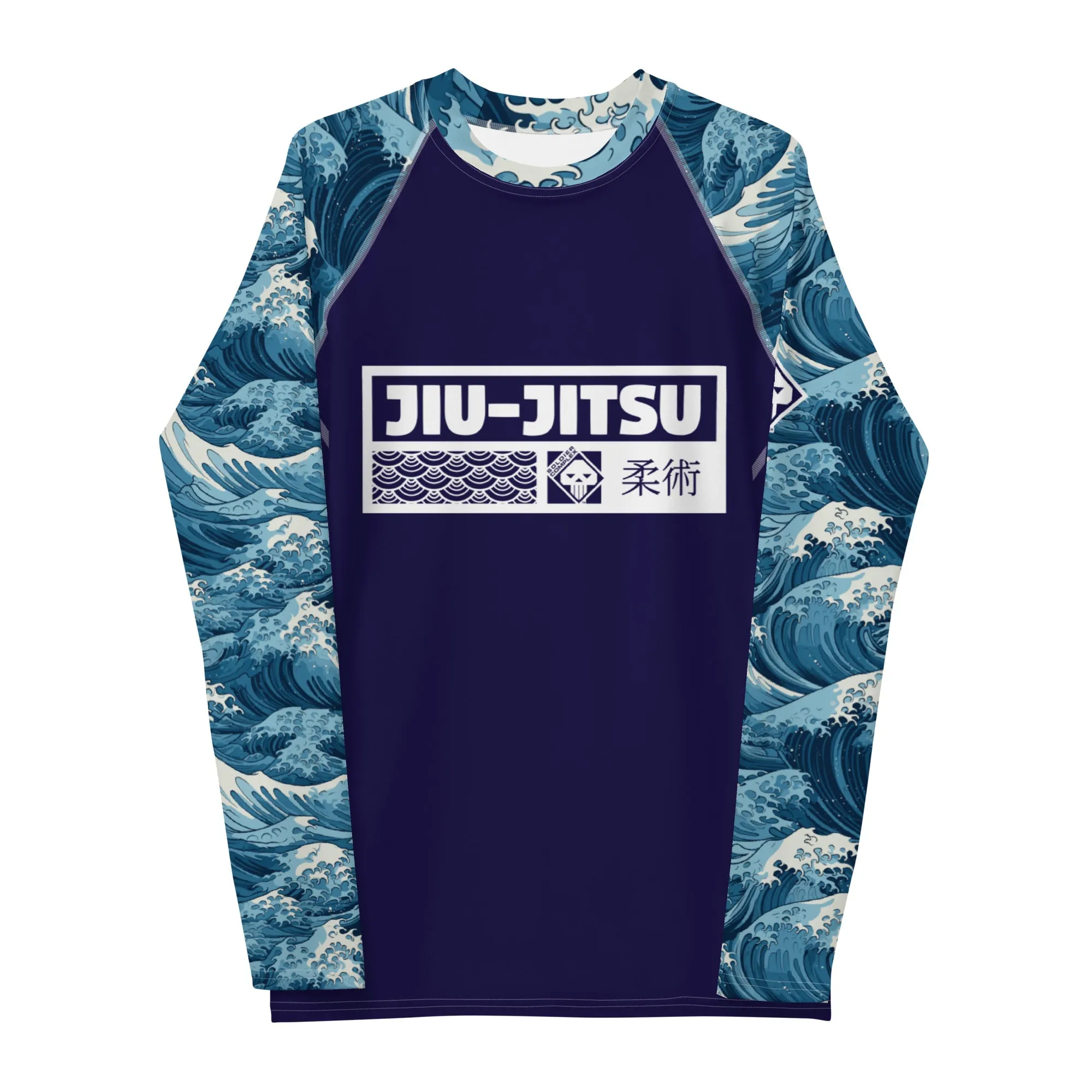 Mens Long Sleeve BJJ Rash Guard - Jiu-Jitsu 020 - The Great Wave Off Kanagawa 001