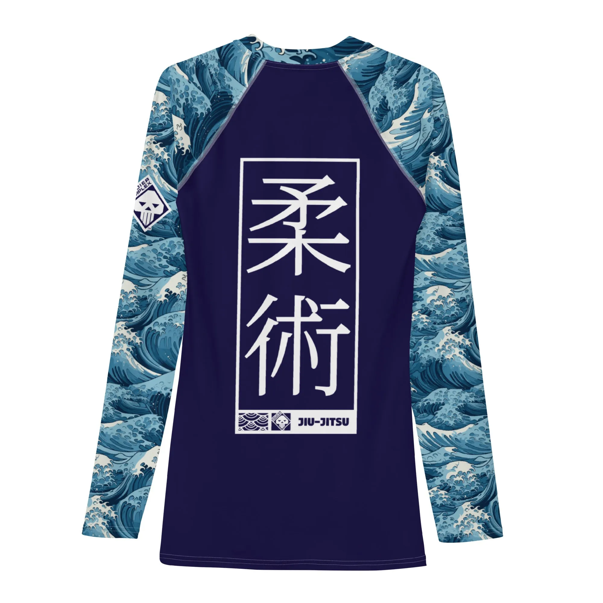 Mens Long Sleeve BJJ Rash Guard - Jiu-Jitsu 020 - The Great Wave Off Kanagawa 001