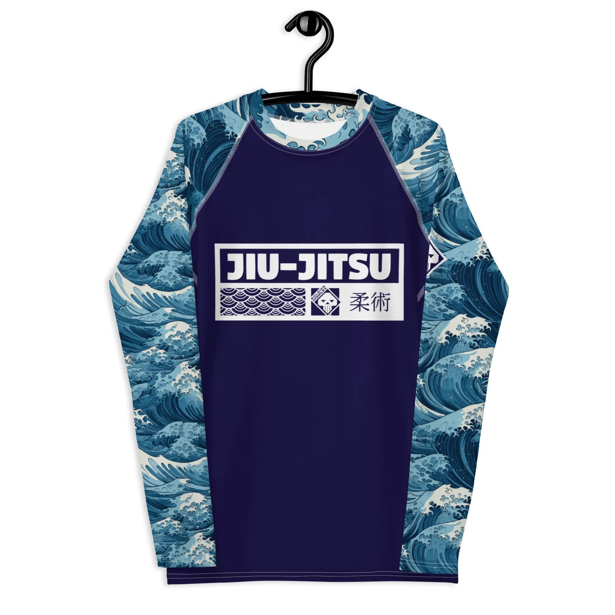 Mens Long Sleeve BJJ Rash Guard - Jiu-Jitsu 020 - The Great Wave Off Kanagawa 001